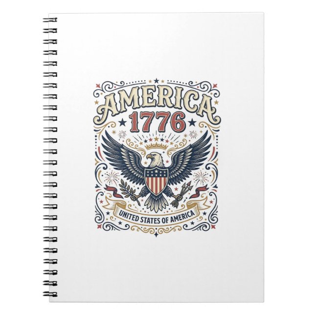 Vintage Eagle America 1776 Patriotic Notebook (Front)
