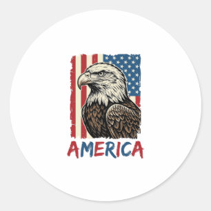 Vintage Eagle America Patriotic Shirt Design_1 Classic Round Sticker