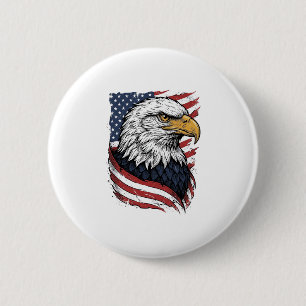 Vintage Eagle American Flag Patriotic Shirt Design 6 Cm Round Badge