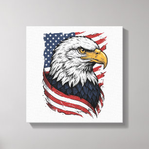 Vintage Eagle American Flag Patriotic Shirt Design Canvas Print
