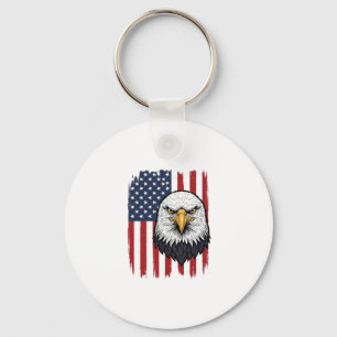 Vintage Eagle American Flag Patriotic Shirt Design Key Ring