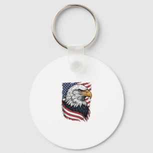 Vintage Eagle American Flag Patriotic Shirt Design Key Ring