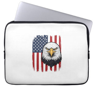 Vintage Eagle American Flag Patriotic Shirt Design Laptop Sleeve