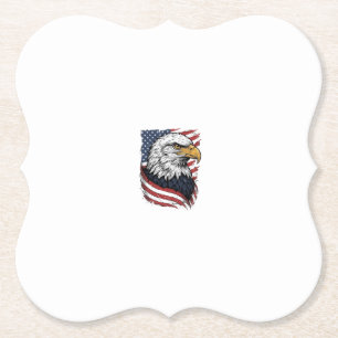 Vintage Eagle American Flag Patriotic Shirt Design Paper Coaster