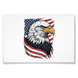 Vintage Eagle American Flag Patriotic Shirt Design Photo Print