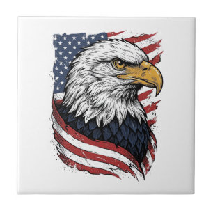 Vintage Eagle American Flag Patriotic Shirt Design Tile