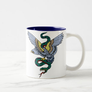 Vintage Eagle and Snake Tattoo Art Two-Tone Coffee Mug