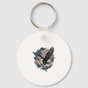 Vintage Eagle Flag Patriotic Shirt Design_1 Key Ring