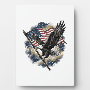 Vintage Eagle Flag Patriotic Shirt Design_1 Plaque