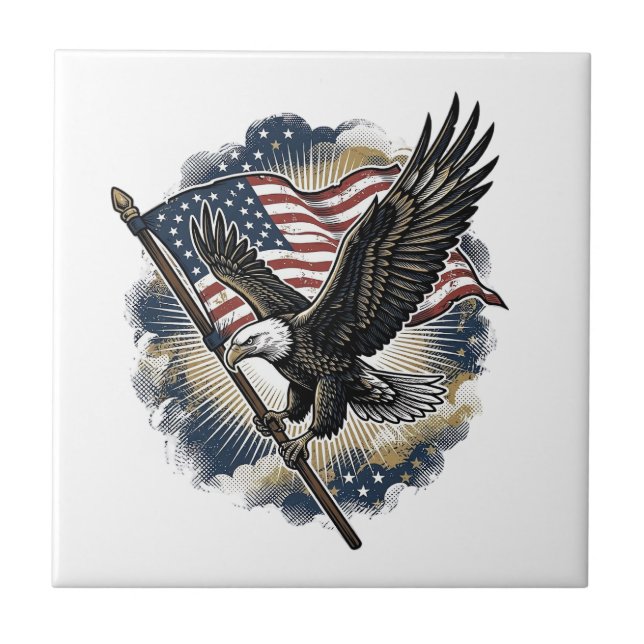Vintage Eagle Flag Patriotic Shirt Design_1 Tile (Front)