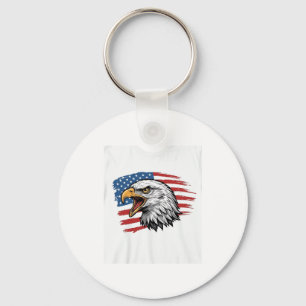 Vintage Eagle Flag Patriotic Vector Shirt Design_1 Key Ring
