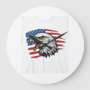 Vintage Eagle Flag Patriotic Vector Shirt Design_1 Large Clock