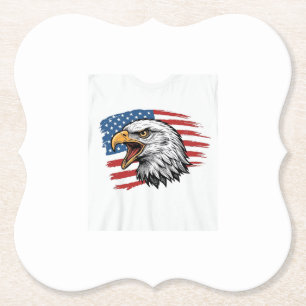 Vintage Eagle Flag Patriotic Vector Shirt Design_1 Paper Coaster