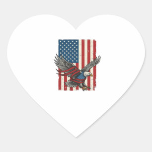 Vintage Eagle Flag Vector Patriotic Shirt Design_1 Heart Sticker