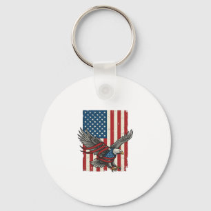 Vintage Eagle Flag Vector Patriotic Shirt Design_1 Key Ring