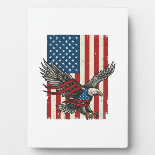 Vintage Eagle Flag Vector Patriotic Shirt Design_1 Plaque