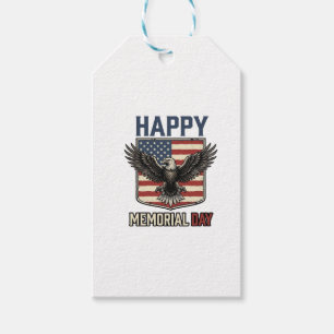Vintage Eagle Memorial Day Patriotic Shirt Design_ Gift Tags