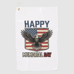 Vintage Eagle Memorial Day Patriotic Shirt Design_ Golf Towel