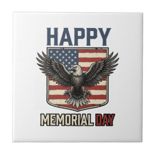 Vintage Eagle Memorial Day Patriotic Shirt Design_ Tile