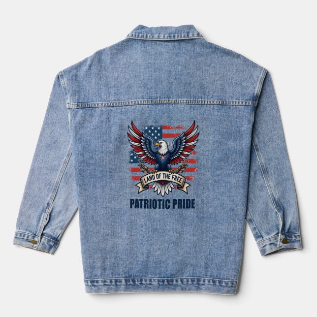 Vintage Eagle Patriotic Denim Jacket (Back)