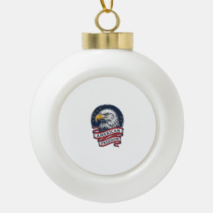 Vintage Eagle Patriotic Ribbon Vector Shirt Design Ceramic Ball Christmas Ornament