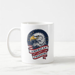 Vintage Eagle Patriotic Ribbon Vector Shirt Design Coffee Mug