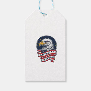 Vintage Eagle Patriotic Ribbon Vector Shirt Design Gift Tags