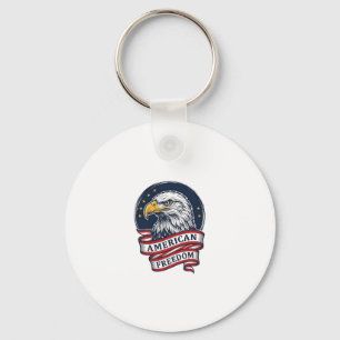Vintage Eagle Patriotic Ribbon Vector Shirt Design Key Ring