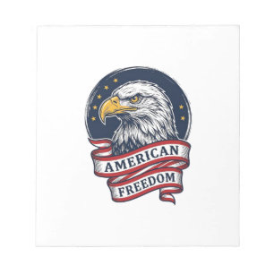 Vintage Eagle Patriotic Ribbon Vector Shirt Design Notepad