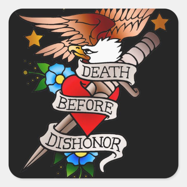 vintage eagle tattoo square sticker (Front)
