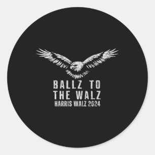 Vintage Eagle Usa Flag Harris Waltz 2024 Ballz To Classic Round Sticker