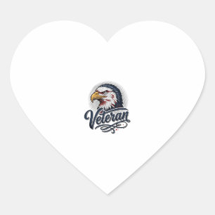 Vintage Eagle Veteran Patriotic Shirt Design_1 Heart Sticker