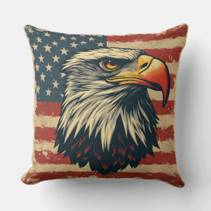 Vintage Eagle with American Flag – Retro USA Art Cushion