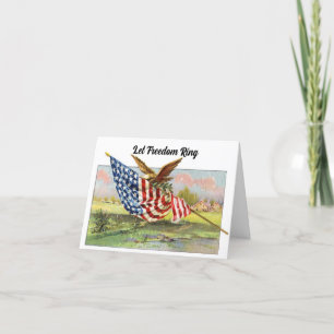 Vintage Eagle With Flag July 4th Holiday Card