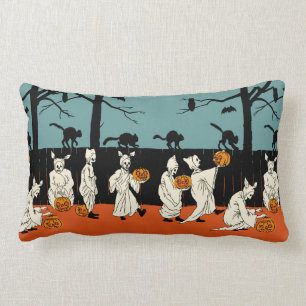 Vintage Early 1900s Halloween "Spooks On Parade" Lumbar Cushion