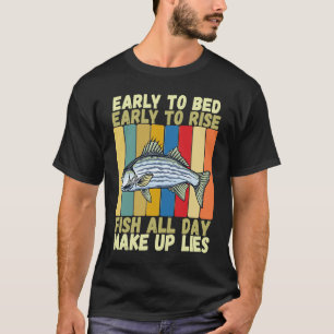 Vintage Early Bed Early Rising Funny Striper Fishi T-Shirt