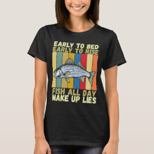 Vintage Early Bed Early Rising Funny Striper Fishi T-Shirt