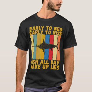 Vintage Early Bed Early Rising Funny Swordfish Fis T-Shirt