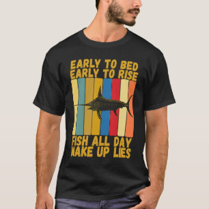 Vintage Early Bed Early Rising Saltwater Fishing T-Shirt