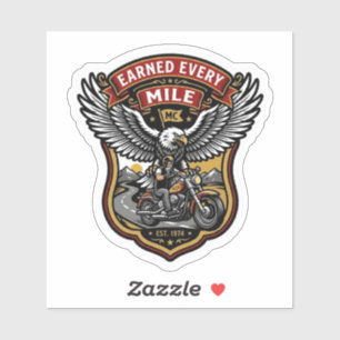 Vintage Earned Every Mile MC Biker Eagle