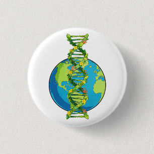 Vintage Earth Day DNA Nature Illustration 3 Cm Round Badge
