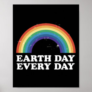 Vintage Earth Day Every Day Rainbow Grunge Save Th Poster