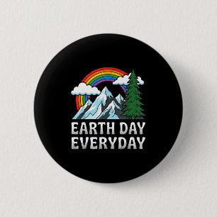Vintage Earth Day Everyday Rainbow Mountain Nature 6 Cm Round Badge