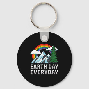 Vintage Earth Day Everyday Rainbow Mountain Nature Key Ring