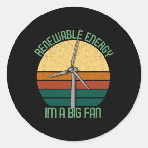 Vintage Earth Day Renewable Energy I'm A Big Fan Classic Round Sticker