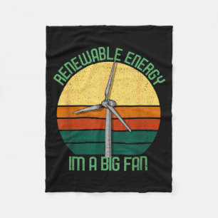 Vintage Earth Day Renewable Energy I'm A Big Fan Fleece Blanket