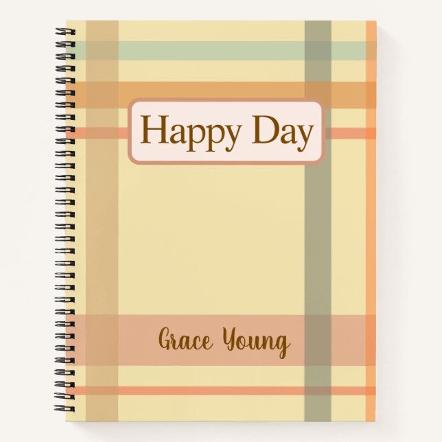 Vintage Earth Tone Flannel Plaid Daily Journal (Front)