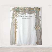 Vintage Earthly Watercolor White Flower Backdrop