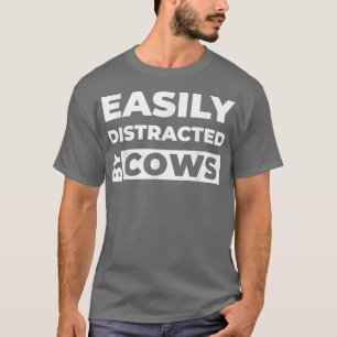 Vintage easily distracted by Cows Print Farmer T-Shirt