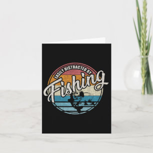 Vintage Easily Distracted By Fishing Card